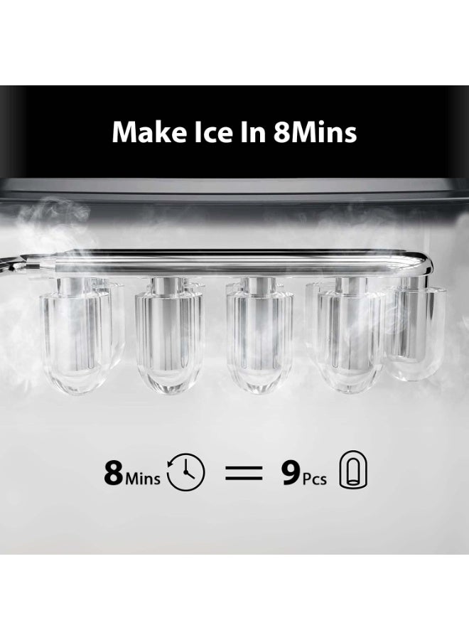 Ice Maker Countertop , Self-Cleaning Ice Maker with Scoop and Basket, 12KG/24H,9 Cubes in 8 Mins,Portable Small Ice Machine with Scoop and Basket for Home Kitchen Office Bar Party - Image 3
