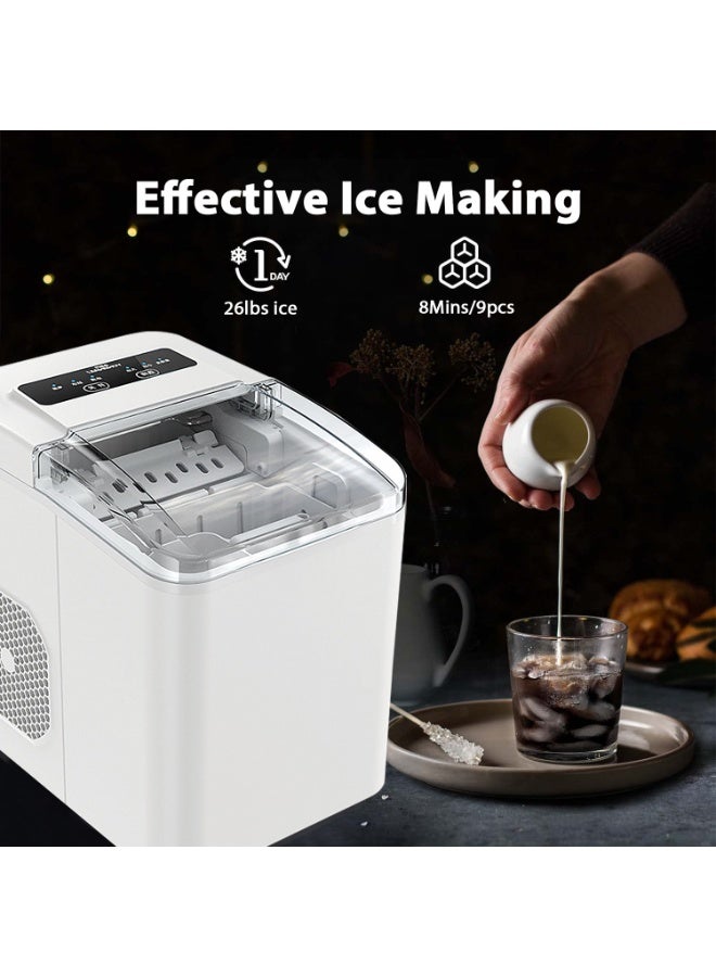 Ice Maker Countertop , Self-Cleaning Ice Maker with Scoop and Basket, 12KG/24H,9 Cubes in 8 Mins,Portable Small Ice Machine with Scoop and Basket for Home Kitchen Office Bar Party - Image 2