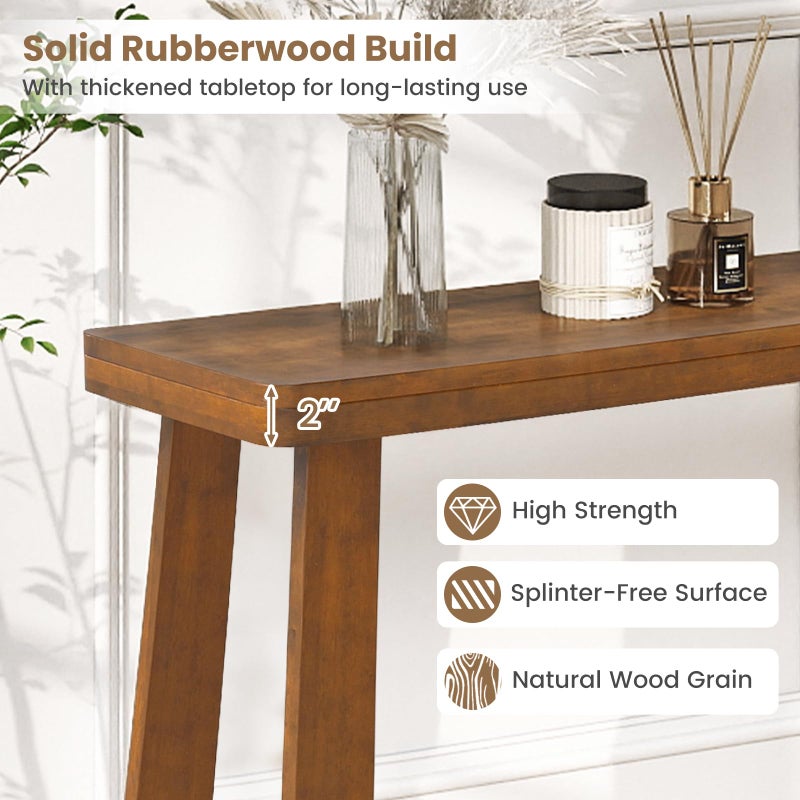 Giantex Narrow Long Console Table, 43" Modern Entryway Table Behind the Couch, Rubberwood Accent Sofa Tables for Living Room, Foyer, Hallway, Bedroom, Entrance (Walnut) - Image 3
