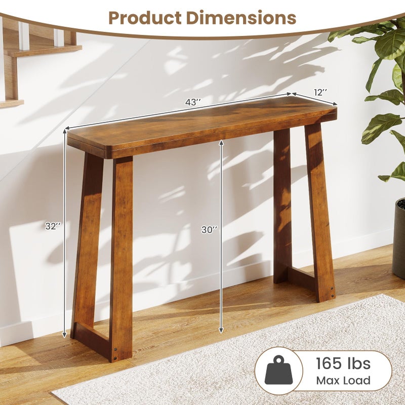 Giantex Narrow Long Console Table, 43" Modern Entryway Table Behind the Couch, Rubberwood Accent Sofa Tables for Living Room, Foyer, Hallway, Bedroom, Entrance (Walnut) - Image 4