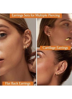 Generic Hypoallergenic Surgical Steel Earrings for Sensitive Ears, 14K Gold Flat Back Stud Earrings, Small Stainless Steel Hoop with Screw Back, Ideal for Multiple Piercings, for Women and Men  - Image 3