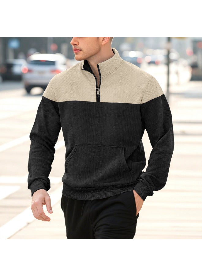 Popular Color-blocked Half-zip Pullover Outdoor Fashionable Casual Sweatshirt - Image 2