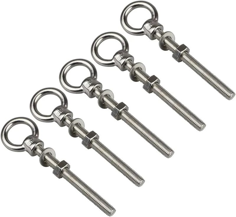 M10X100 316 Stainless Steel Eye Bolt with Nut for Hanging Plants Wall Kitchen 6PCS - Image 1