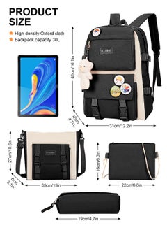 URbazaar School Bag for Girls/Boys 4Pcs Kawaii Cute Backpack Set with Pendant Lunch Bag, Pencil Case, Handbag for Teen Girls School Backpack  - Image 2
