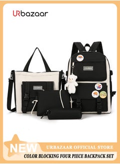 URbazaar School Bag for Girls/Boys 4Pcs Kawaii Cute Backpack Set with Pendant Lunch Bag, Pencil Case, Handbag for Teen Girls School Backpack  - Image 1