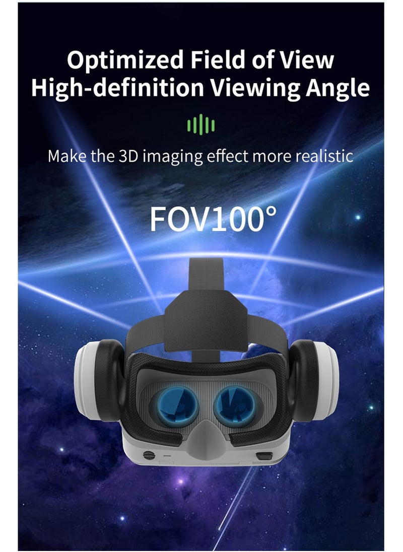 VR SHINECON - G15E VR Glasses IMAX 3D Movies Virtual Reality VR Glasses Google Cardboard Box VR Helmet for 4.7-7" Phone, Support Game Joystick (Black) - Image 1