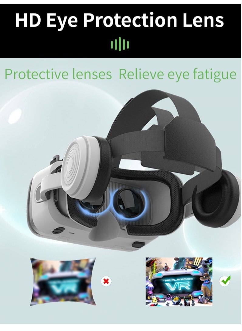VR SHINECON - G15E VR Glasses IMAX 3D Movies Virtual Reality VR Glasses Google Cardboard Box VR Helmet for 4.7-7" Phone, Support Game Joystick (Black) - Image 1