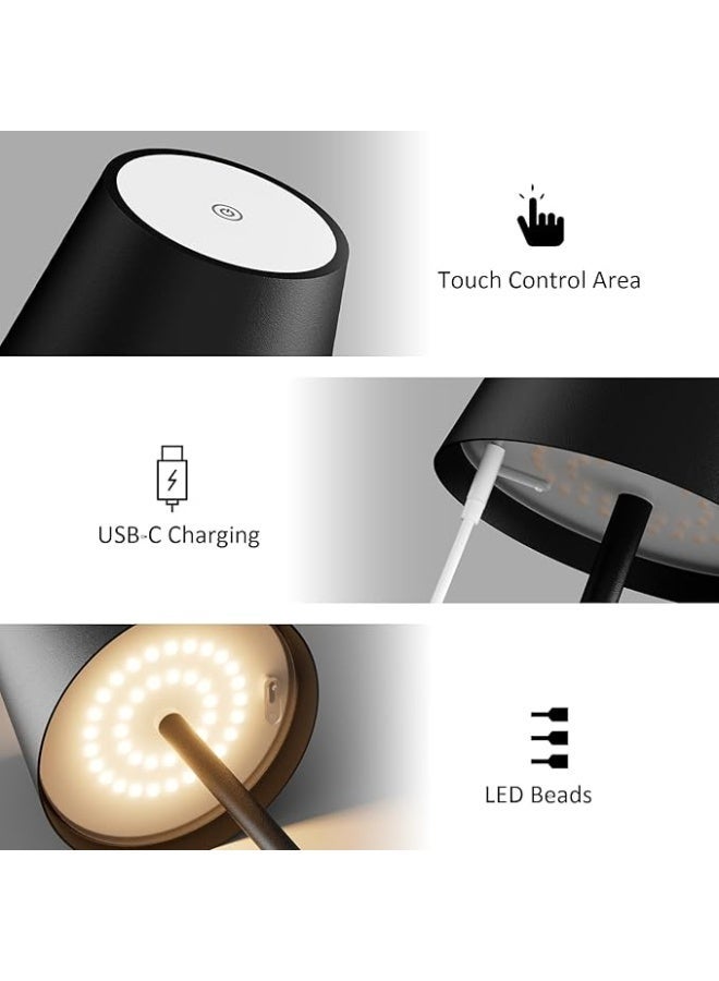 LED Cordless Table Lamp, Rechargeable Desk Lamp,3 Color Stepless Dimming Up, for Restaurant, Bedroom, Outdoor Camping, Coffee Shop, Night Light - Image 3