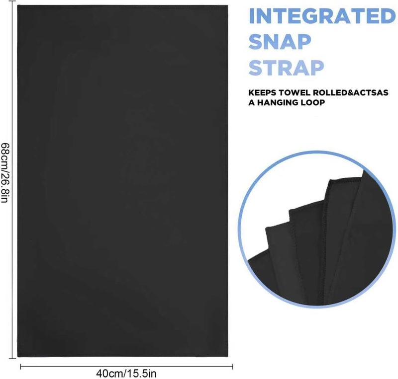 Vnoss Microfiber Quick Dry Gym Towels, Lint Free Odor-Free Absorbent Fiber, Fast Drying, Men & Women Workout Gear for Body Sweat, Working Out Towel, Black, 5Pack - 16 * 27Inch - Image 2