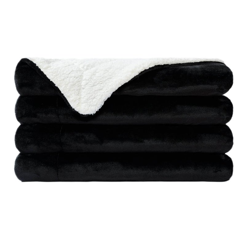 NANPIPER Sherpa Blanket King Fleece Bed Blankets Soft and Warm Fuzzy MicrofiberBlack 90x108