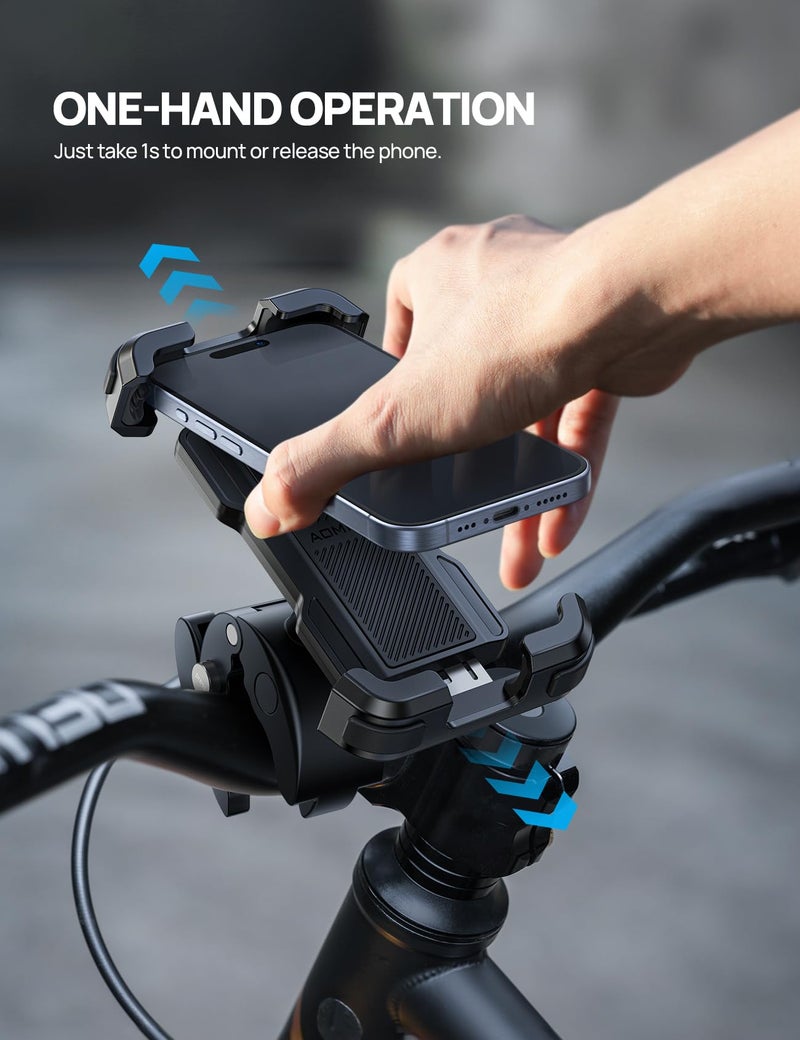 Aomiker Bike Motorcycle Phone Holder Mount - [2025 Quick Release] Bike Phone Holder Handlebar Clamp, Bicycle Scooter Phone Clip for iPhone 16 15 14 13 12 11 Pro Max Plus Mini, 4.7-6.8" Smartphone - Image 2