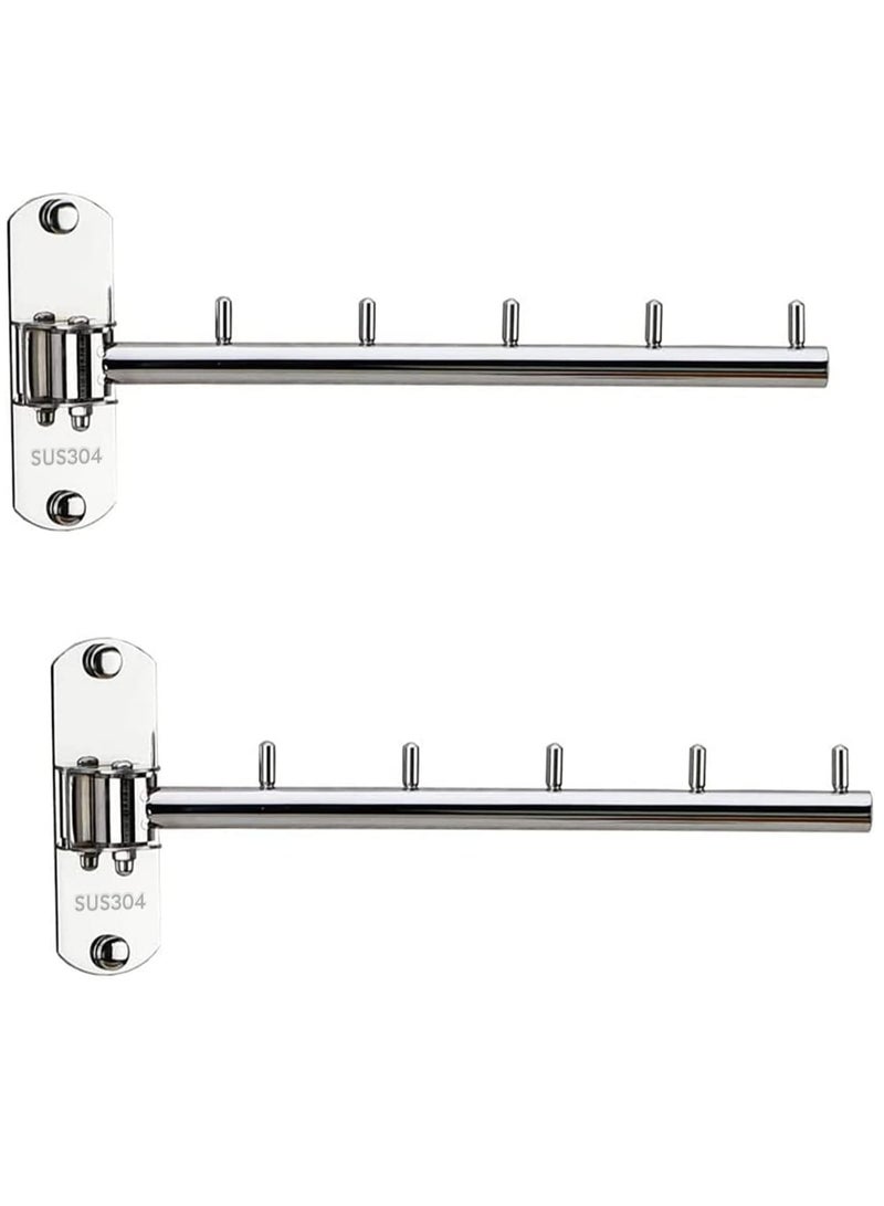 KASTWAVE 2 Pcs Wall Mounted Clothes Hanger Rack, Stainless Steel Hook Holder, Space Saving Clothing Hanging System Closet Storage Organizer Drying Rack Coat Hook for Bathroom, Bedroom, Laundry Room - Image 1