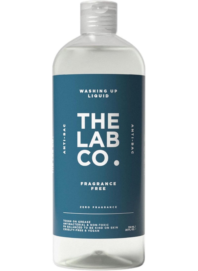 The Lab Co. Washing Up Liquid Antibacterial Dishwashing Fragrance Free Unscented No Perfume For Sensitive Skin 750 ML - Image 1