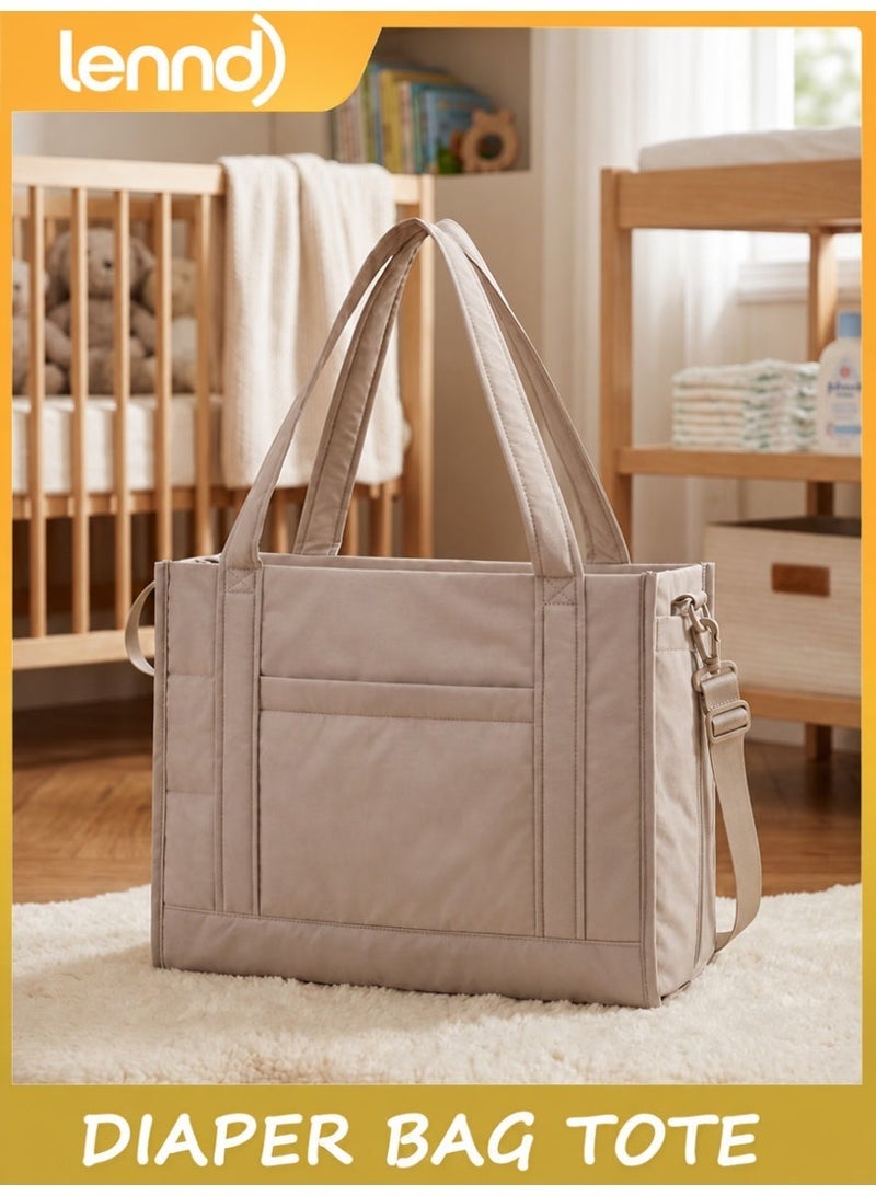 LENND Diaper Bag Tote Puffer, Hospital Bag for Labor Delivery with Pacifier Case, Lightweight Baby Bag for Travel, Work | Multifunctional, Insulated Pockets, Water Resistance - Image 1