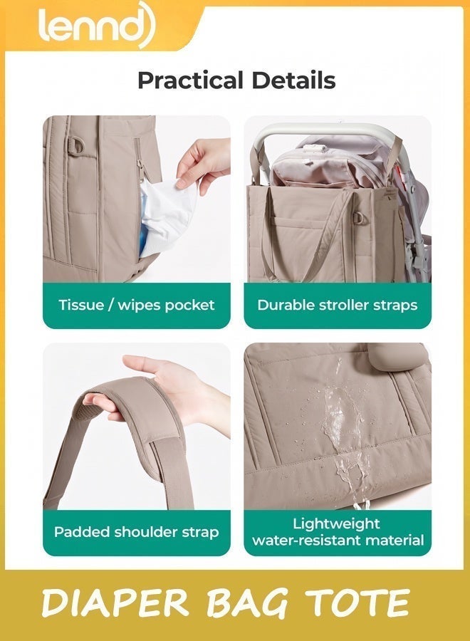 LENND Diaper Bag Tote Puffer, Hospital Bag for Labor Delivery with Pacifier Case, Lightweight Baby Bag for Travel, Work | Multifunctional, Insulated Pockets, Water Resistance - Image 4