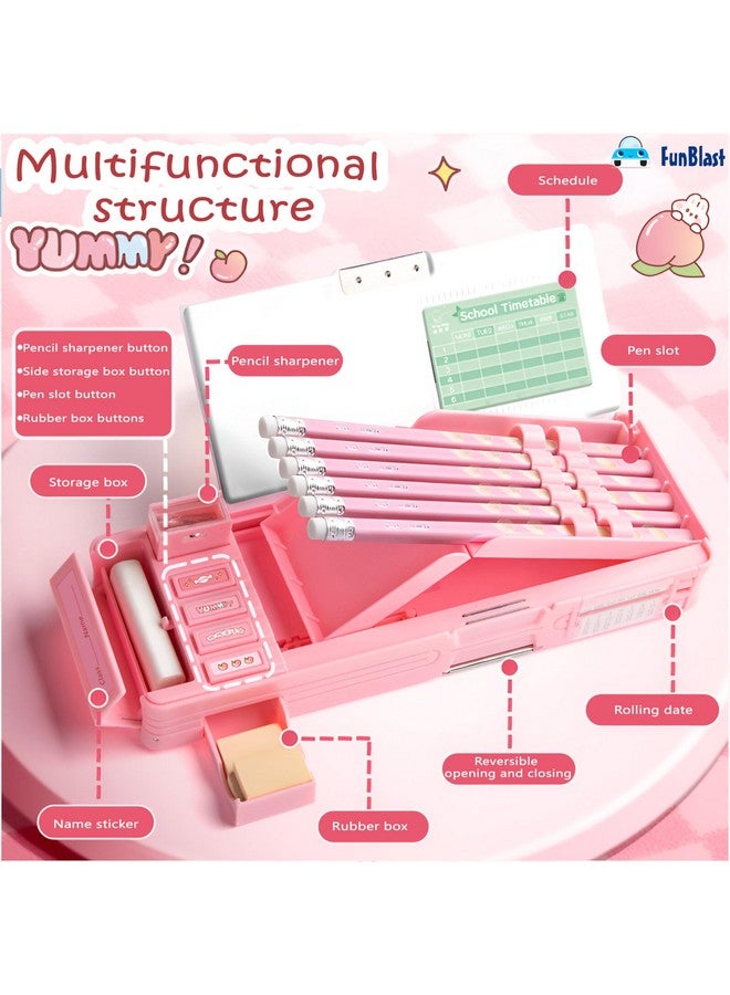 FunBlast Pencil Box for Girls - Password Lock Pencil Case, Multi-Layer Pencil Box for School Girls, Geometry Box, Stationary Organizer Case for Kids, Aesthetic Pencil Case Return Gift for Kids - Image 2