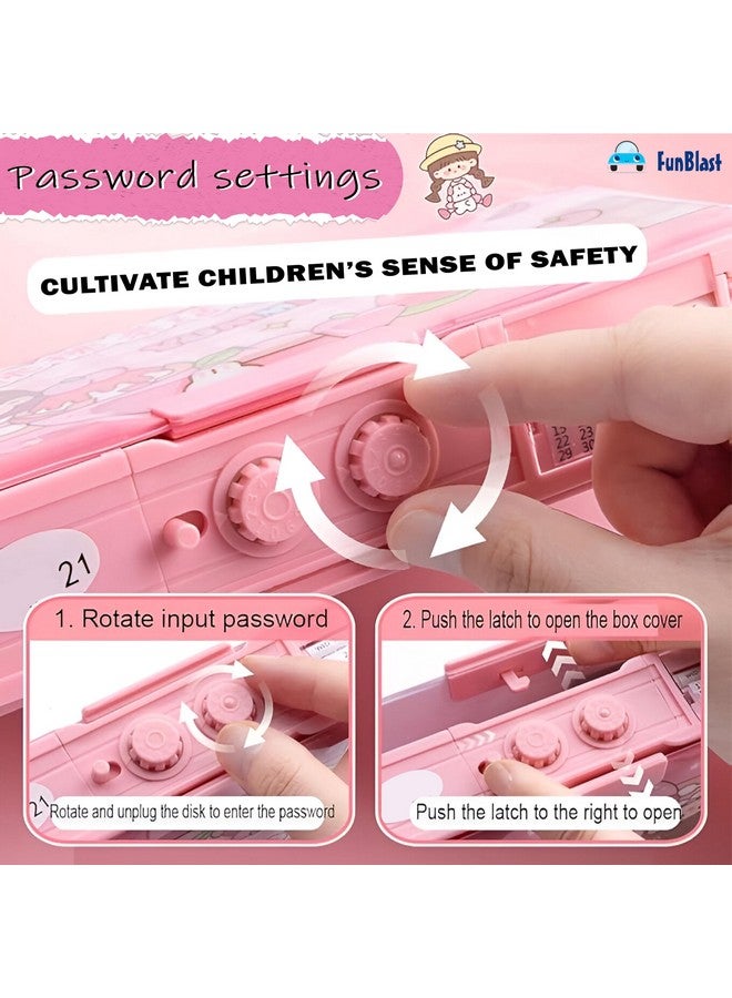 FunBlast Pencil Box for Girls - Password Lock Pencil Case, Multi-Layer Pencil Box for School Girls, Geometry Box, Stationary Organizer Case for Kids, Aesthetic Pencil Case Return Gift for Kids - Image 5