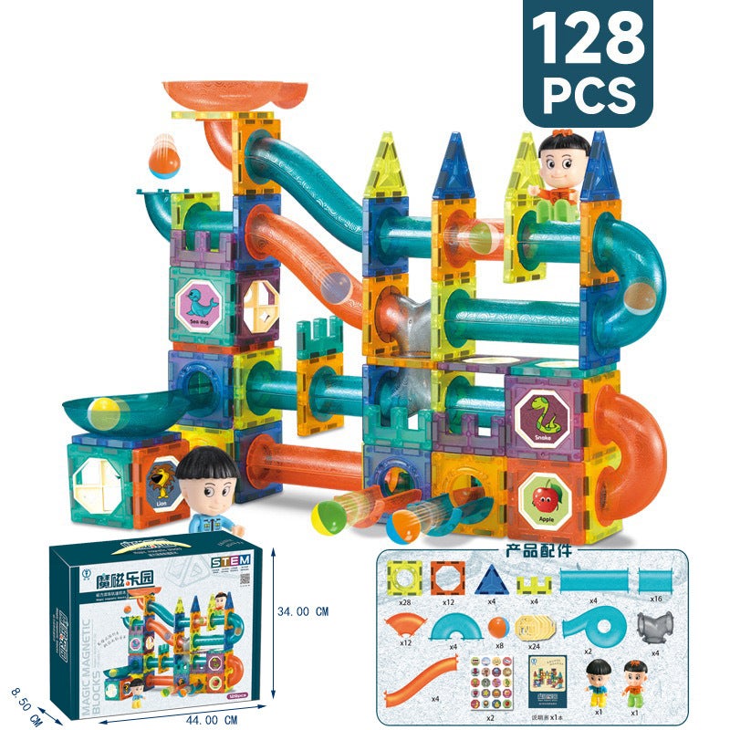 Puzzle Children'S Magnetic Toy Dige Magnet Color Window Pipe Ball Magnetic Scene Building Blocks Track Spell - Image 1