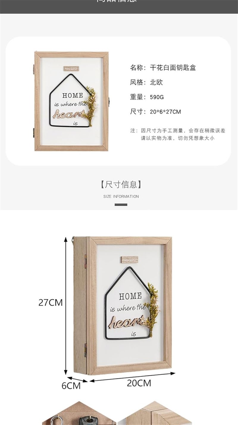Luckam Wood Key Holder Mount, Decorative Wall box with 6 Key Hooks, Rustic Farmhouse Key Rack, Key Box Cabinet for Entryway, Doorway, Hallway, Office, Home Decor, Suitable Gift - Image 3