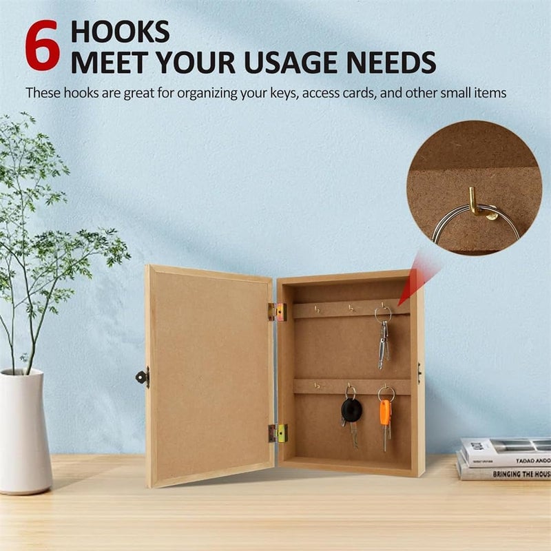Luckam Wood Key Holder Mount, Decorative Wall box with 6 Key Hooks, Rustic Farmhouse Key Rack, Key Box Cabinet for Entryway, Doorway, Hallway, Office, Home Decor, Suitable Gift - Image 4