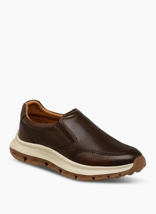 دوتشيني Men Textured Slip-On Leather Loafers
