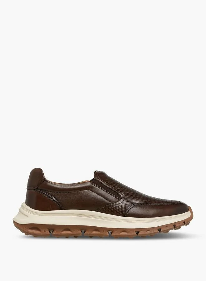 دوتشيني Men Textured Slip-On Leather Loafers