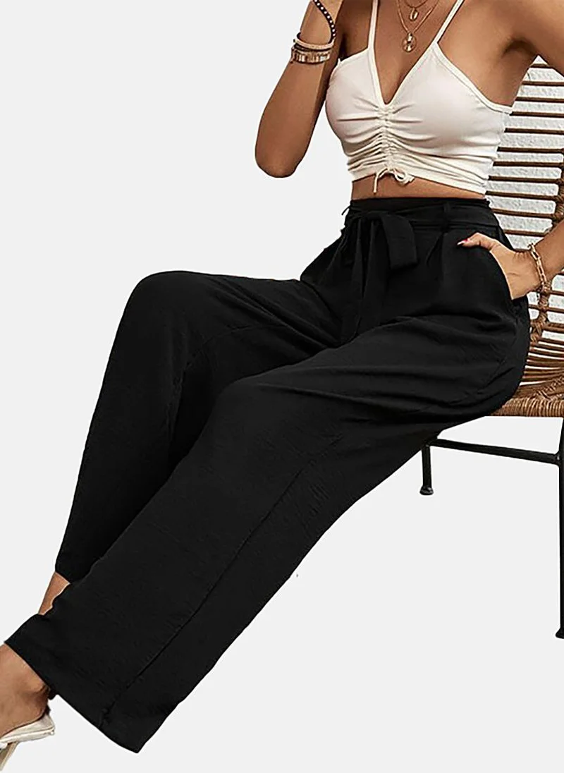 يونيكي Black Soild Relaxed Fit Palazzos