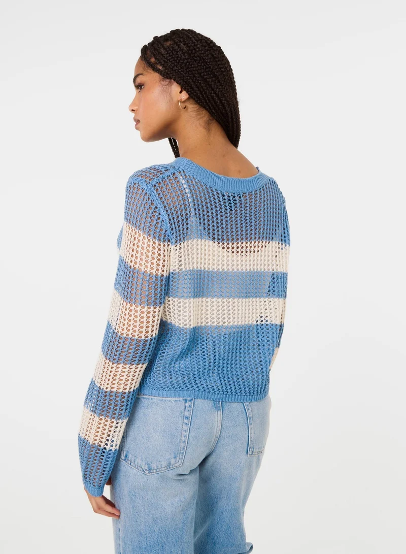 Pink Vanilla  Stripe Crochet Jumper for Women | Best Price UAE