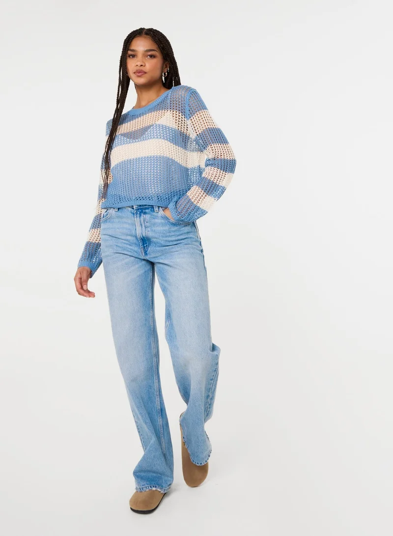 Pink Vanilla  Stripe Crochet Jumper for Women | Best Price UAE