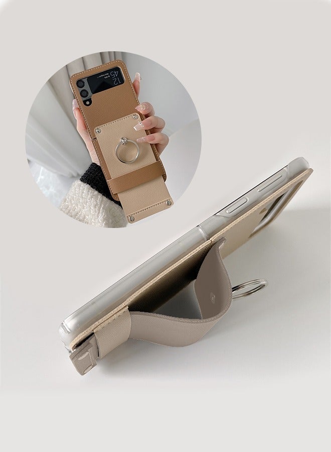 GROIC Case for Samsung Galaxy Z Flip 4 6.7 Inch with Ring Luxury PU Leather PC Durable Protection Cover, Shockproof Smartphone Protector Anti-Drop Full Shell - Image 4