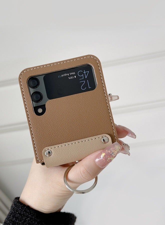 GROIC Case for Samsung Galaxy Z Flip 4 6.7 Inch with Ring Luxury PU Leather PC Durable Protection Cover, Shockproof Smartphone Protector Anti-Drop Full Shell - Image 5