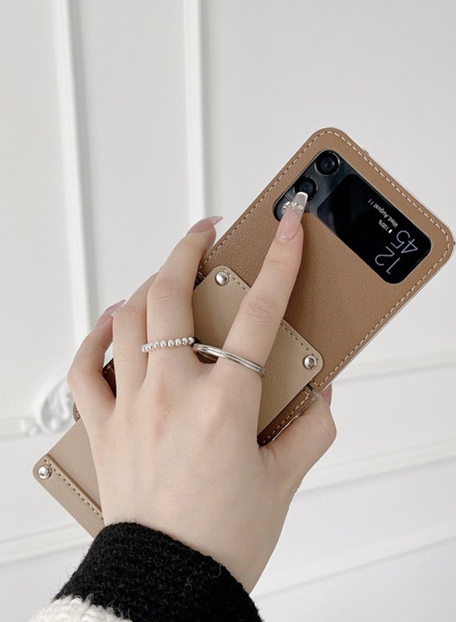 GROIC Case for Samsung Galaxy Z Flip 4 6.7 Inch with Ring Luxury PU Leather PC Durable Protection Cover, Shockproof Smartphone Protector Anti-Drop Full Shell - Image 3