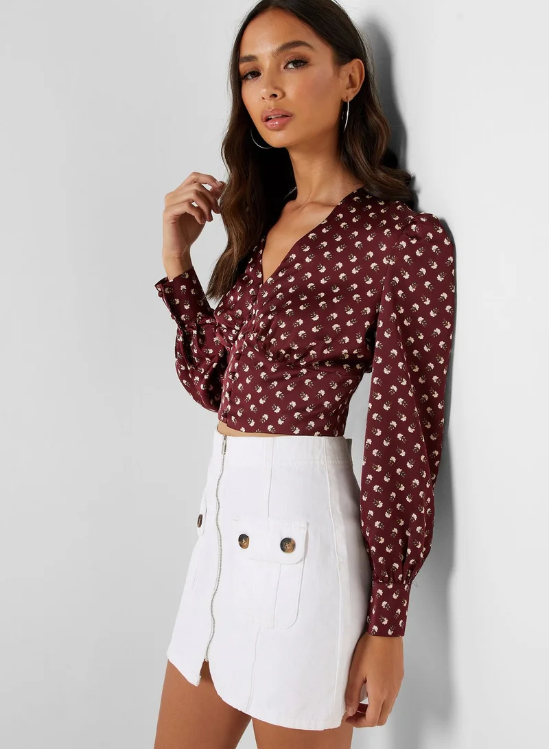Ginger Polka Dot Button Detail Top