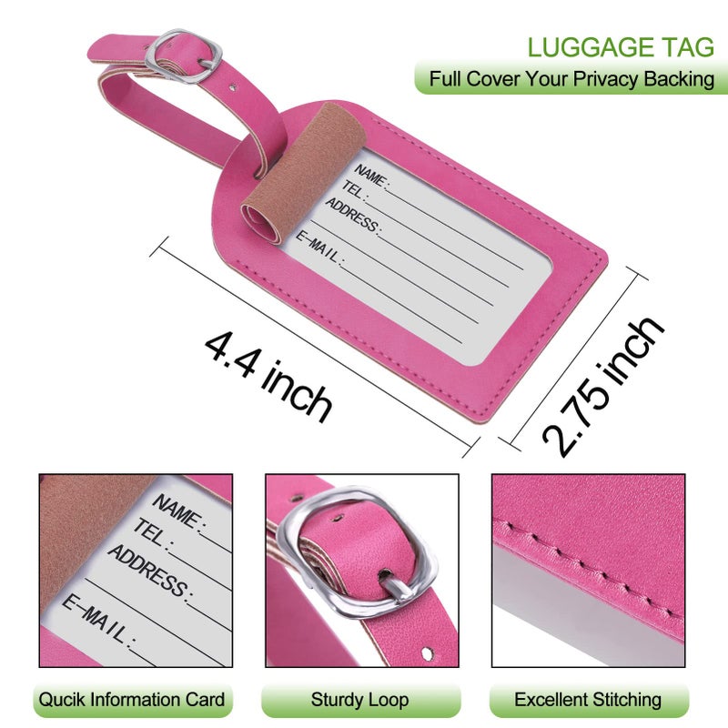 PASCACOO Passport Holder With Luggage Tag Cover Wallet RFID Blocking Leather Case Travel Essentials Accessories Travel Must Have(114#Pink) - Image 3