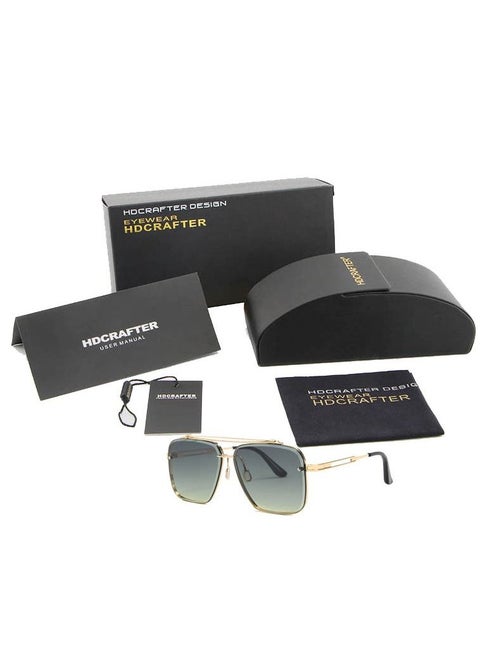Men's Gradient Sunglasses Simple Casual UV Protection Trend Personalized Metal Sunglasses -Green