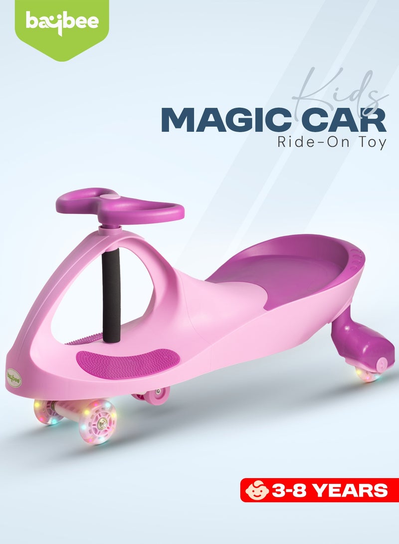 BAYBEE Unicorn Baby Ride on Push Magic Swing Cars for Kids Car with Scratch Free Flashing LED PU Wheels Ride on Push Car for Kids 3 to 8 Years Boy Girl Pink - Image 3