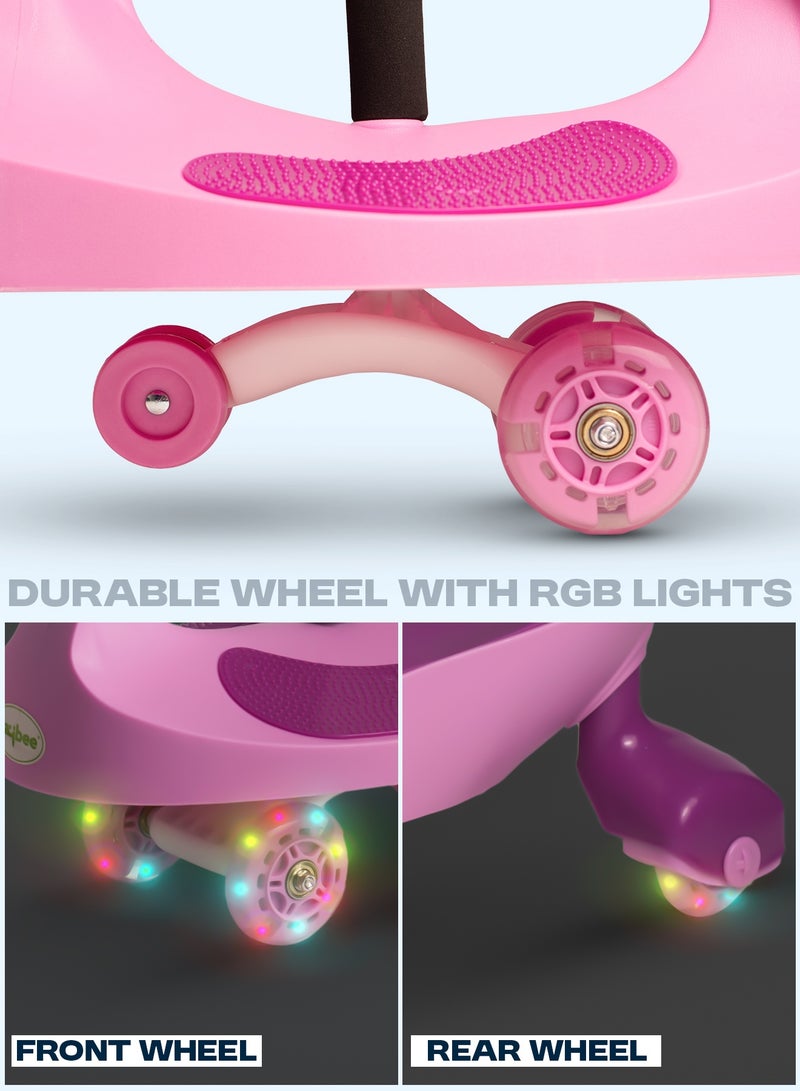 BAYBEE Unicorn Baby Ride on Push Magic Swing Cars for Kids Car with Scratch Free Flashing LED PU Wheels Ride on Push Car for Kids 3 to 8 Years Boy Girl Pink - Image 5