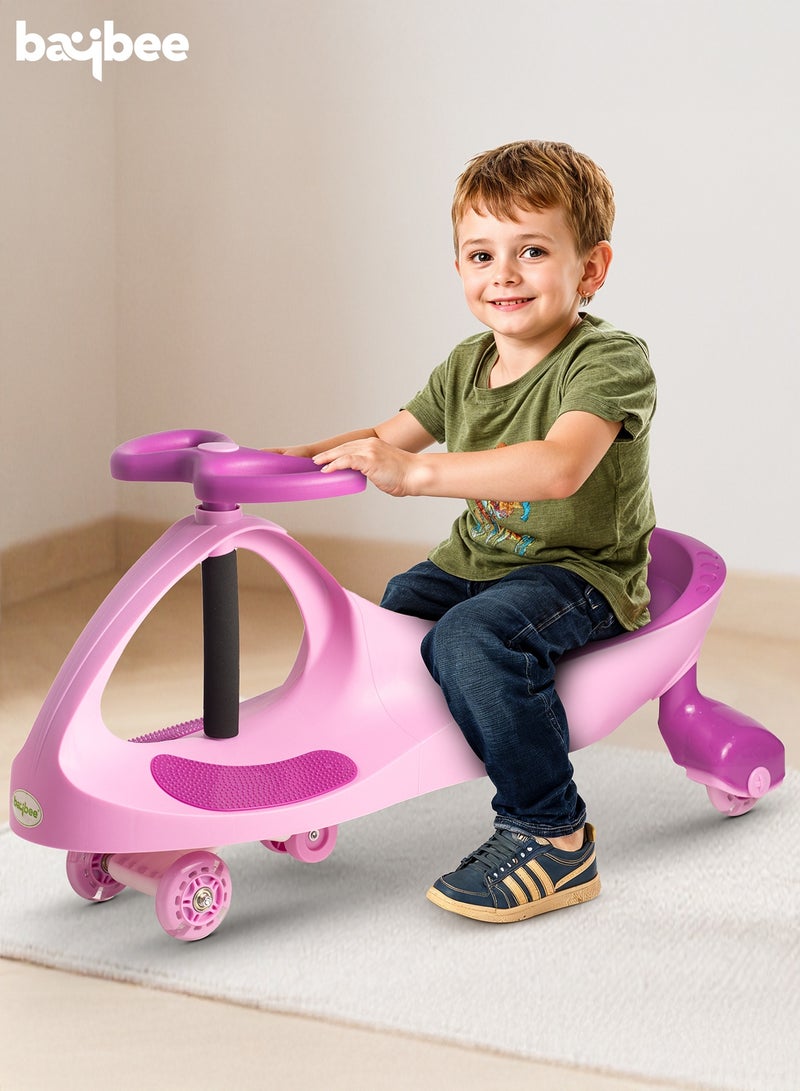 BAYBEE Unicorn Baby Ride on Push Magic Swing Cars for Kids Car with Scratch Free Flashing LED PU Wheels Ride on Push Car for Kids 3 to 8 Years Boy Girl Pink - Image 2
