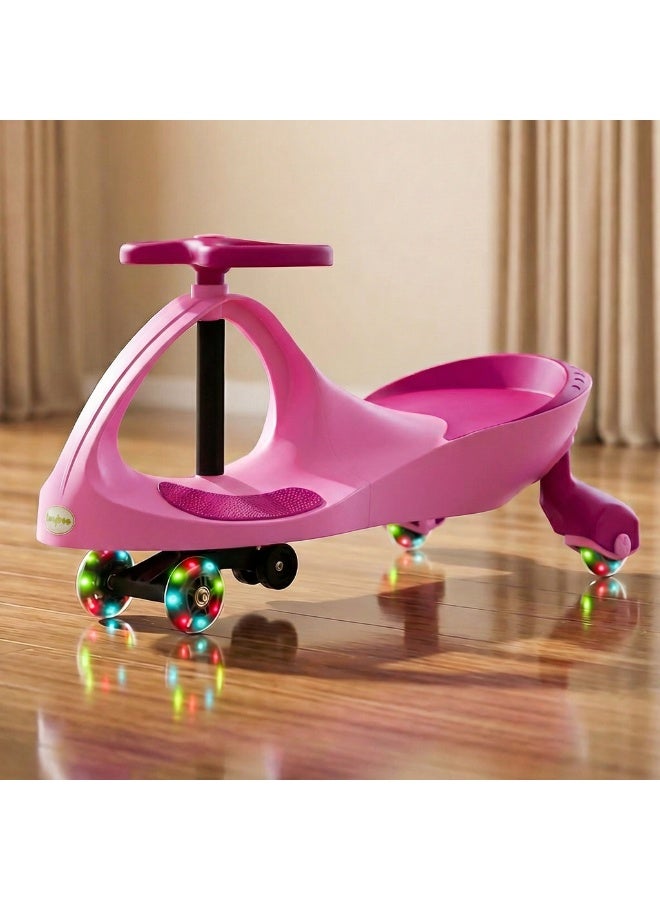 Unicorn Baby Ride on Push Magic Swing Cars for Kids Car with Scratch Free Flashing LED PU Wheels Ride on Push Car for Kids 3 to 8 Years Boy Girl Pink