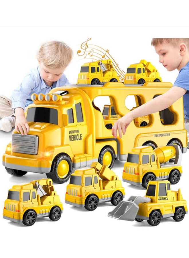 YelaJoy دييكاست الناقل شاحنة لعب السيارات المركبات الهندسية حفارة جرافة نماذج من الشاحنات مجموعات أطفال الأولاد التعليمية للعب  - Image 1