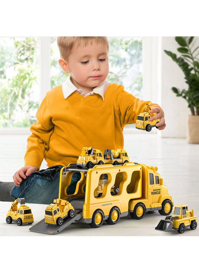 YelaJoy دييكاست الناقل شاحنة لعب السيارات المركبات الهندسية حفارة جرافة نماذج من الشاحنات مجموعات أطفال الأولاد التعليمية للعب  - Image 5
