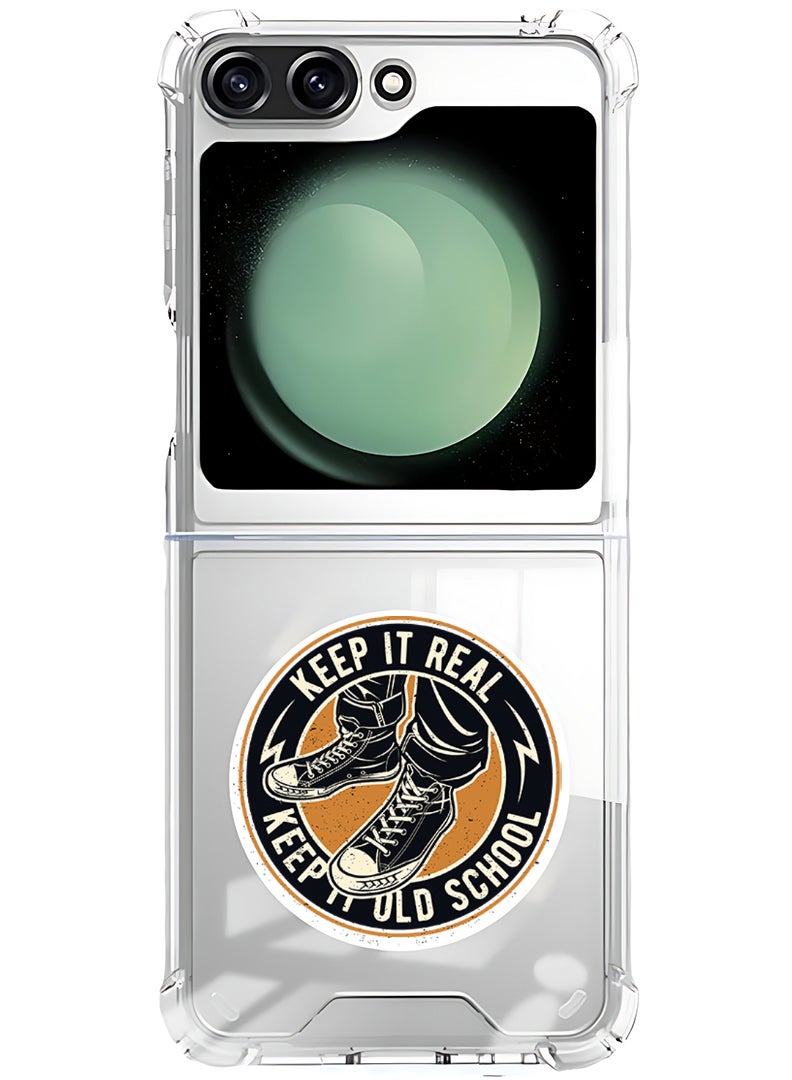 Theodor Magnetic Case for Samsung Galaxy Z Flip 5 Compatible with MagSafe Wireless Charging, Shockproof Phone Bumper Cover Old school - Image 1