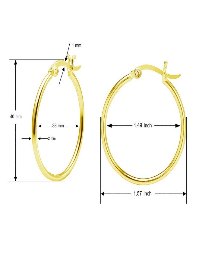 Silverline Jewelry SILVERLINE - Stainless Steel Click Top Hoop Earrings Size 40mm in Yellow Gold Tone - Image 5