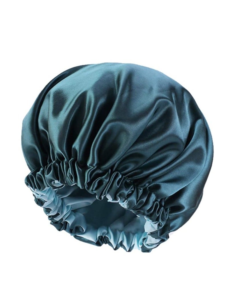 Generic Satin Hair Cap for Women, Silk Sleep Cap for Natural Hair Blue - Image 1