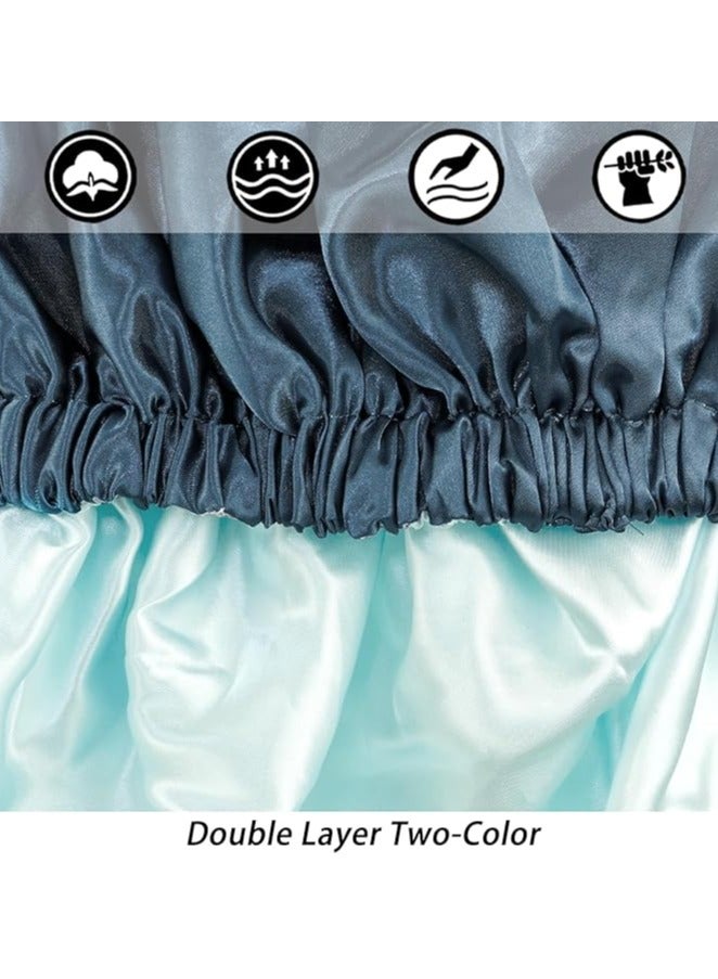 Generic Satin Hair Cap for Women, Silk Sleep Cap for Natural Hair Blue - Image 2