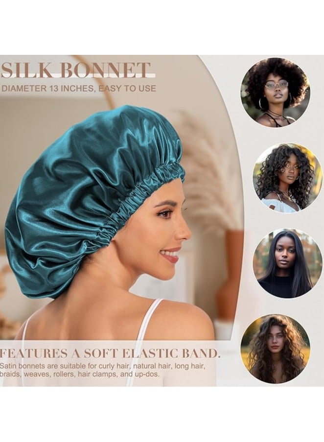 Generic Satin Hair Cap for Women, Silk Sleep Cap for Natural Hair Blue - Image 5