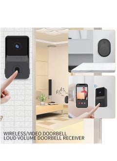 Wireless Video Doorbell Camera, Smart Doorbell with Chime, Night Vision, Wi-Fi Doorbell Kit with HD Video, Cloud Storage, 2.4G Wi-Fi (Black) - pzsku/Z79108E5D479660B30B29Z/45/_/1696686785/dc63b310-260a-4af1-98dd-a8050f347098