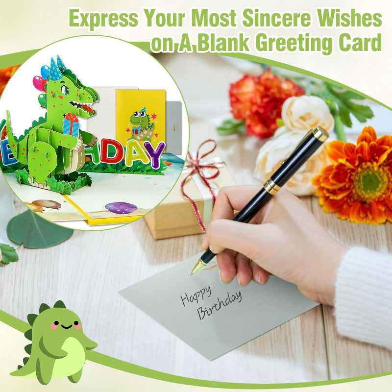 FaCraft Dinosaur Musical Birthday Cards for Kids - Music & Light 3D T-Rex Handmade Pop Up Birthday Cards with Envelope, Blank Insert, Gift for Boys Girls Son Grandson Toddler Nephew 1 2 3 4 5 Year Old - Image 4