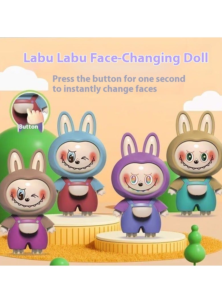 Labubu Toys for Kids Rotatable Flip-Face Keychain – Cute Fidget Doll, Stress-Relief Toy & Mini Desk Decoration （Dark purple） - Image 3