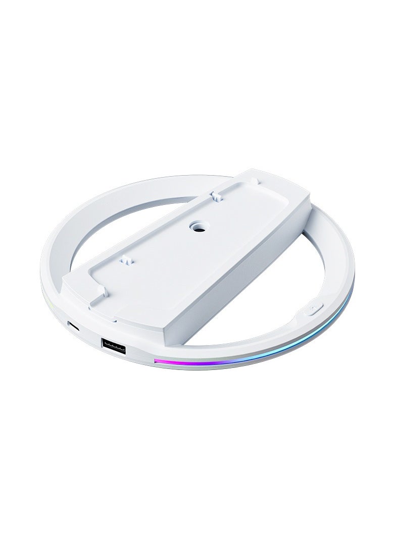 AOLION - RGB Vertical Stand for PS5/PS5 Slim/PS5 Pro – LED RGB Base with Dynamic Lighting Effects, Vents for Optimal Airflow, Compatible with Disc & Digital Editions, Stylish and Durable Design, White - Image 1